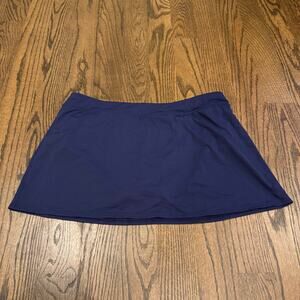 Lands End Womens Solid Navy Blue Swim Skirt Attached Brief Suit Bottom Size 16P